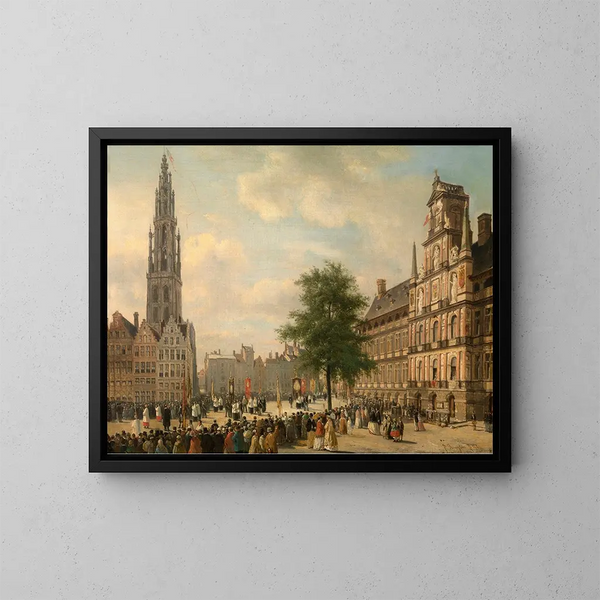 procession på Grote Markt i Antwerpen - Jan Michiel Ruyten — inramlat konstverk på väggen