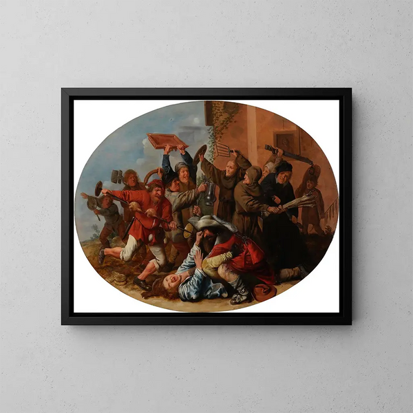 Bataille entre le Carnaval et le Carême - Jan Miense Molenaer — inramlat konstverk på väggen