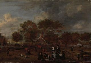 Jan Pietersz Opperdoes - Farmstead with the Gentleman Farmer and his Wife and the Painter in the foreground.webp