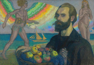 Jan Rembowski - Autoportret z koszem owocw na tle morza.webp