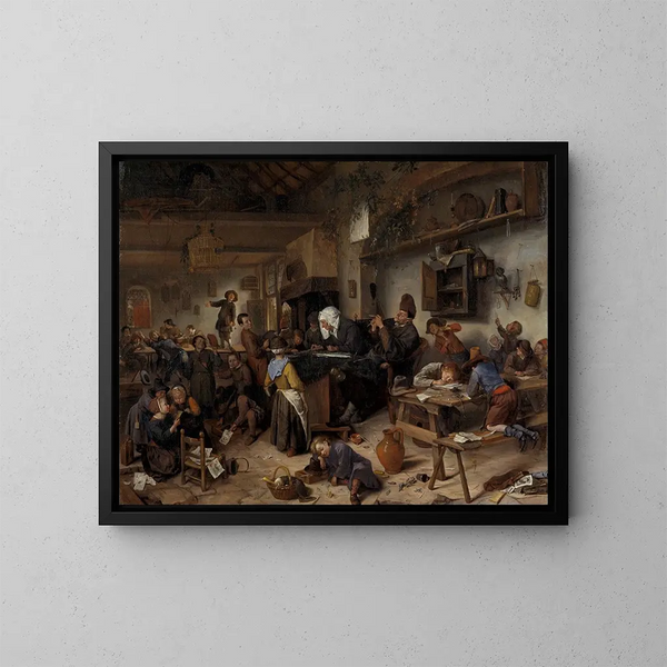 En skola för pojkar och flickor - Jan Steen — inramlat konstverk på väggen