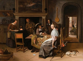 Jan Steen - An Elegant Company In An Interior With Figures Playing Cards At A Table.webp