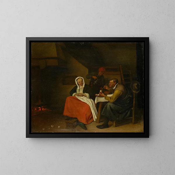 Fermier som äter ägg - Jan Steen — inramlat konstverk på väggen