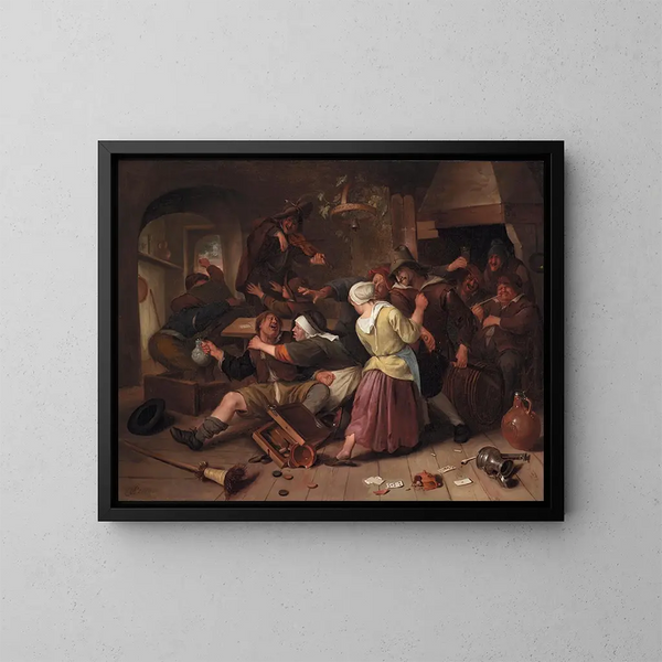 spelare i gräl - Jan Steen — inramlat konstverk på väggen