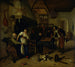 Inomhusmålning av ett värdshus med en äldre man som har roligt med värdinnan och två män som spelar backgammon, känt som Två sorters spel - Jan Steen — vy av konstverket