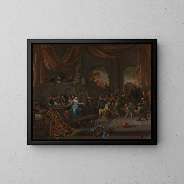 Samson angripen av filistéerna - Jan Steen — inramlat konstverk på väggen