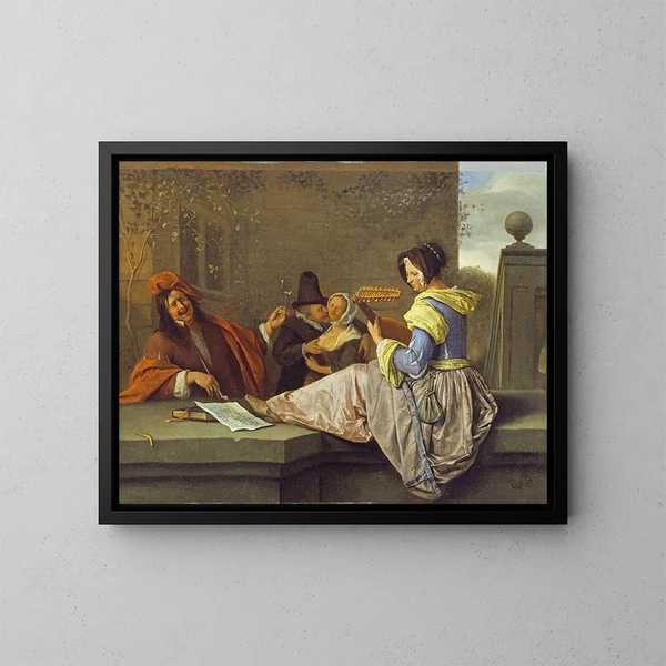 Le joueur de luth - Jan Steen — inramlat konstverk på väggen