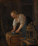 kvinna som rengör metallföremål - Jan Steen — vy av konstverket