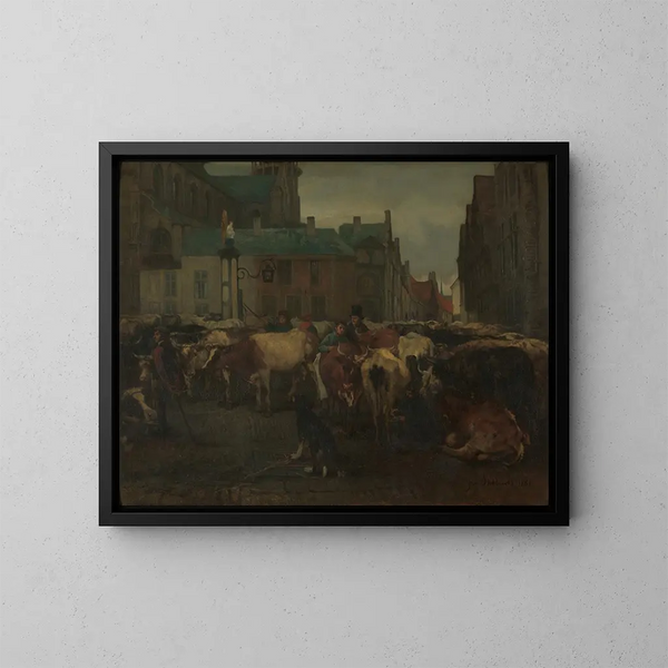 Le marché aux bestiaux à Anvers - Jan Stobbaerts — inramlat konstverk på väggen