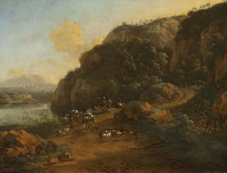 bergslandskap med resenärer - Jan Vermeer van Haarlem den Äldre — vy av konstverket