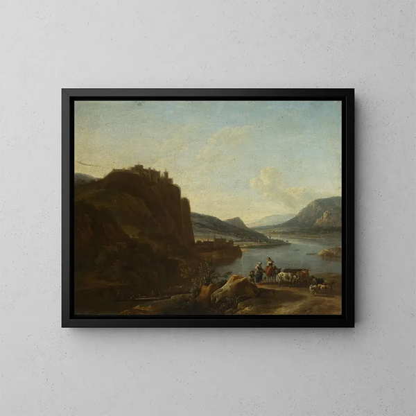Landskap vid vattnet - Jan Vermeer van Haarlem l'Ancien — inramlat konstverk på väggen