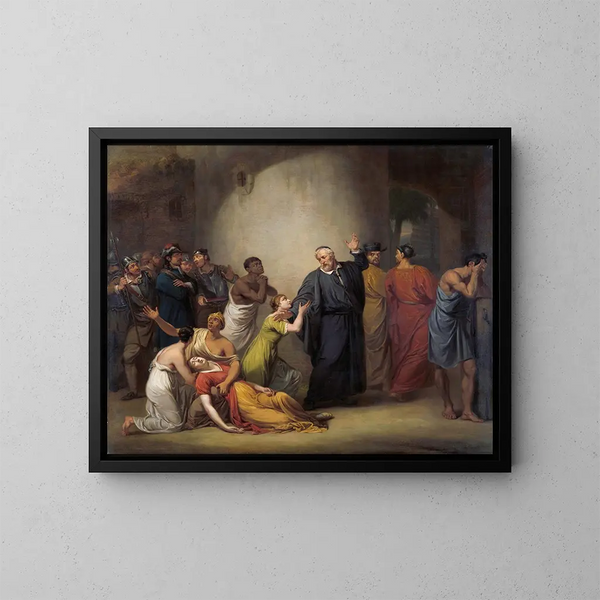 Le sacrifice volontaire du révérend Hambroeck à Taïwan en 1662 - Jan Willem Pieneman — inramlat konstverk på väggen