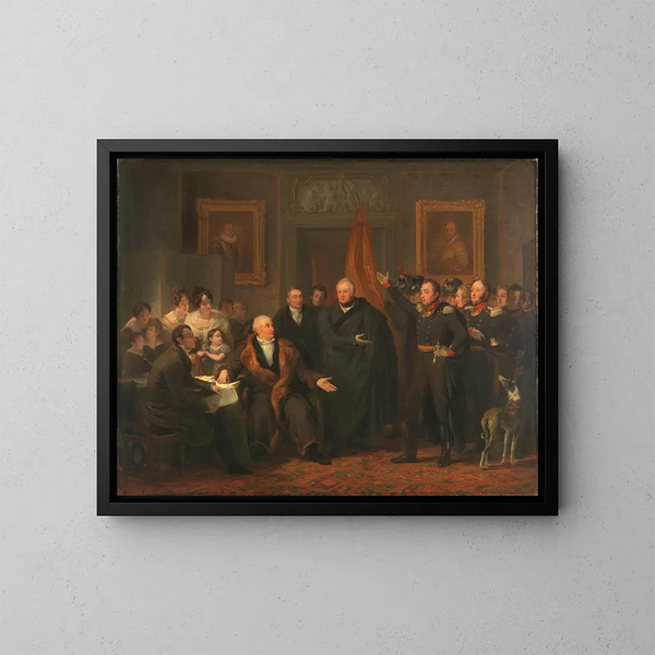 Le triumvirat prenant le pouvoir au nom du prince d'Orange, 21 novembre 1813 - Jan Willem Pieneman — inramlat konstverk på väggen