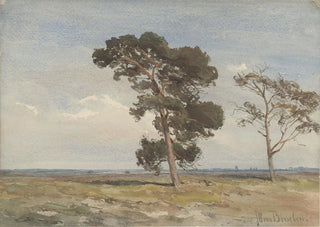 Jan Willem van Borselen - Gezicht op de heide met twee bomen.webp
