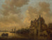 ett flodlandskap med ett herrgård, båtar och andra farkoster - Jan van Goyen — vy av konstverket