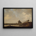 Längd: 50 cm, Höjd: 40 cm, Material: Olja på duk, Ursprung: Nederländerna, Konstnär: Jan van Goyen, Titel: L'Auberge au bord de la rivière - Jan van Goyen — inramlat konstverk på väggen
