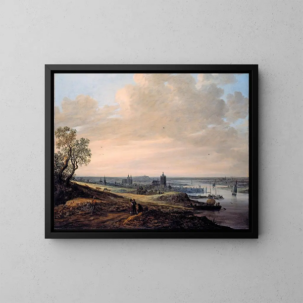 Panorama av landskapet med utsikt över Arnhem - Jan van Goyen — inramlat konstverk på väggen
