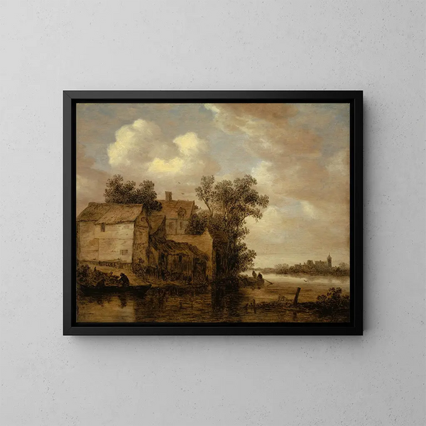 Landskap med flod - Jan van Goyen — inramlat konstverk på väggen