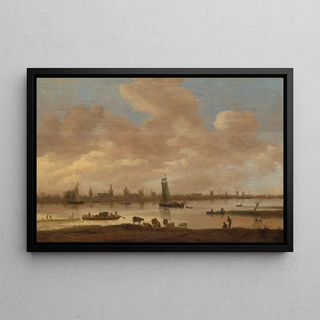Jan van Goyen - View of an Imaginary Town across a River with the Tower of Saint Pol in Vianen.webp