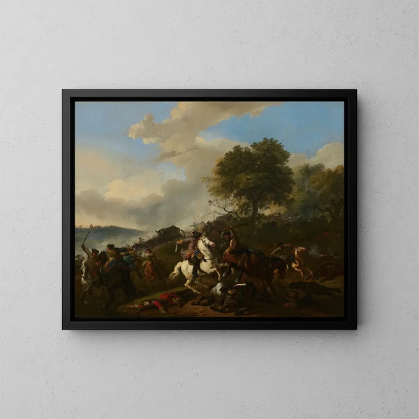 en konvojfälla - Jan van Huchtenburg — inramlat konstverk på väggen