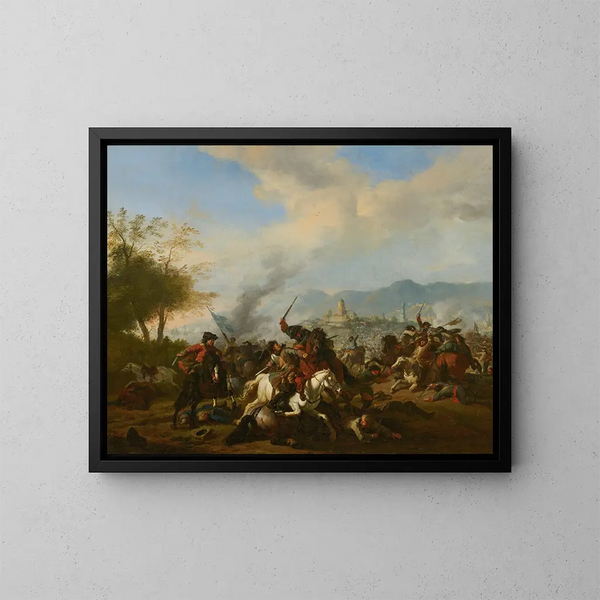 Engagement de cavalerie - Jan van Huchtenburg — inramlat konstverk på väggen