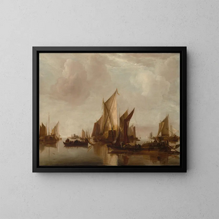 Jan van de Cappelle - A State Yacht and Other Craft in Calm Water.webp