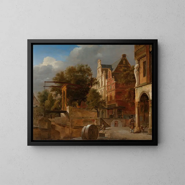 Le Pont-levis - Jan van der Heyden — inramlat konstverk på väggen