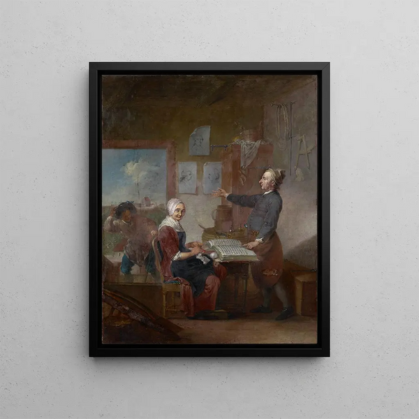dubbelporträtt av Johann von Mechel och hans hustru Salomé Münch - Januarius Zick — inramlat konstverk på väggen