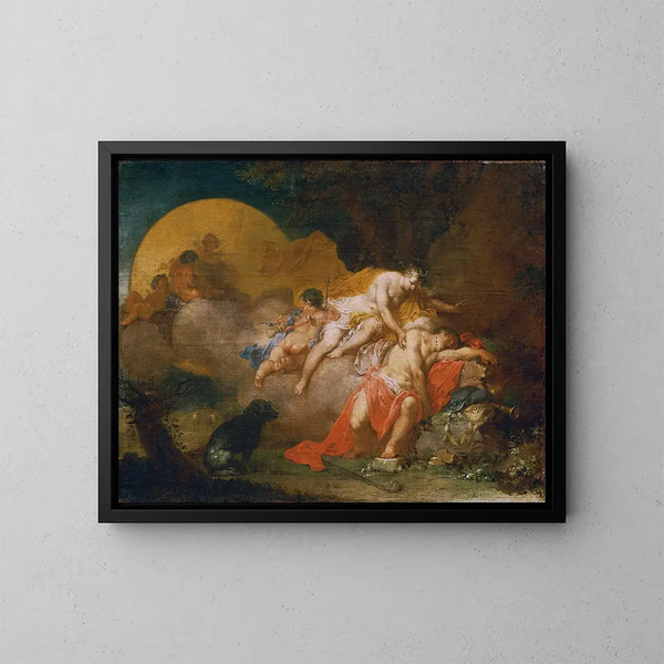 Lune et Endymion - Januarius Zick — inramlat konstverk på väggen