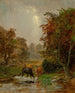 Bétail vid en bäck - Jasper Francis Cropsey — vy av konstverket