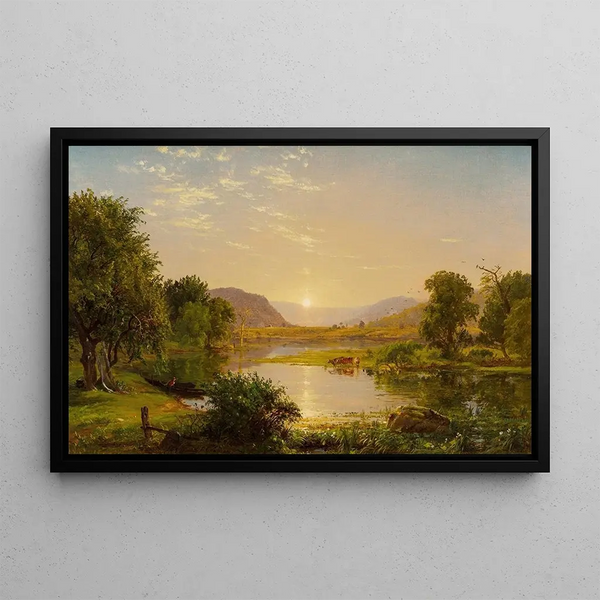Förberedelse av båtar vid sjön Greenwood - Jasper Francis Cropsey — inramlat konstverk på väggen