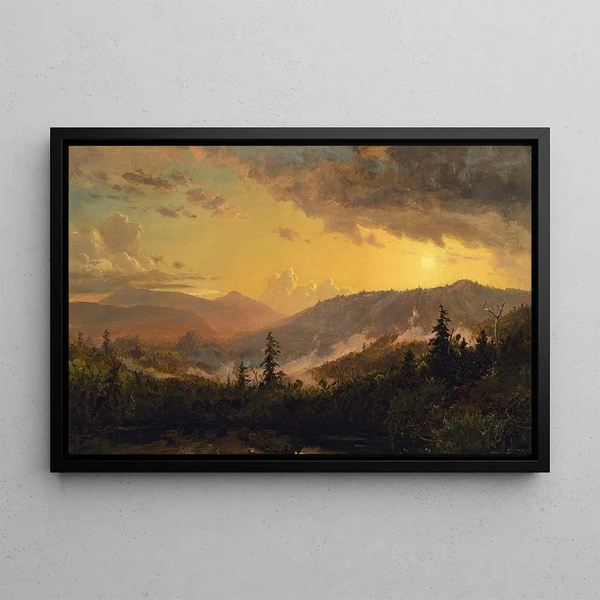 Solnedgång efter en storm i Catskill-bergen - Jasper Francis Cropsey — inramlat konstverk på väggen