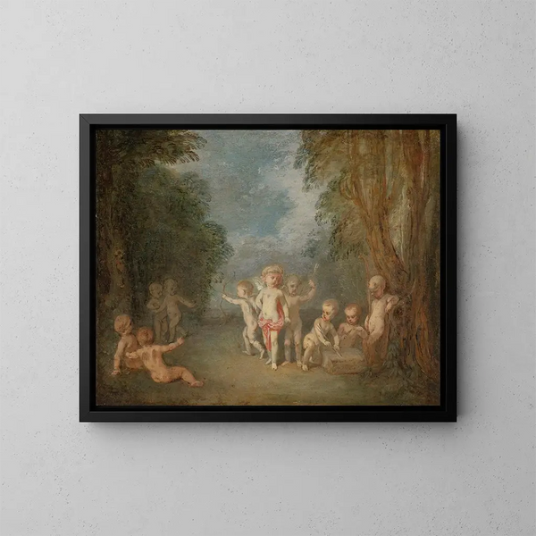 Le royaume de Cupidon - Jean-Antoine Watteau — inramlat konstverk på väggen