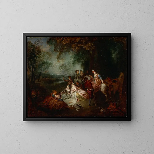Fête champêtre - Jean-Antoine Watteau — inramlat konstverk på väggen