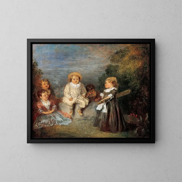 Âge d'or - Jean-Antoine Watteau — inramlat konstverk på väggen