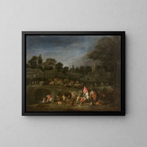 La revanche des paysans - Jean-Antoine Watteau — inramlat konstverk på väggen