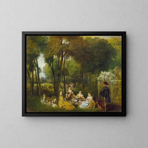 Les Champs-Élysées - Jean-Antoine Watteau — inramlat konstverk på väggen