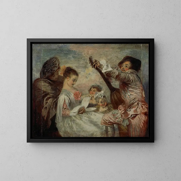 för att bevisa för oss att denna skönhet - Jean-Antoine Watteau — inramlat konstverk på väggen