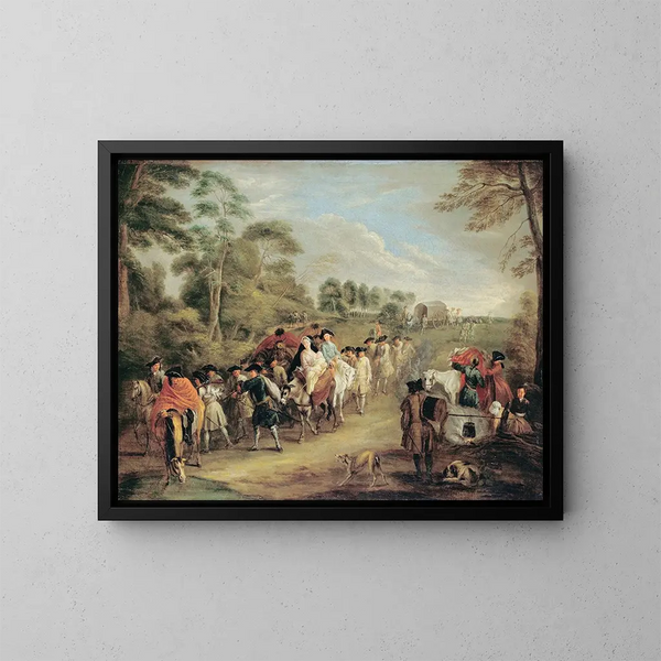 Soldats en marche - Jean-Antoine Watteau — inramlat konstverk på väggen