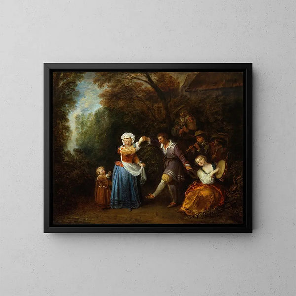 La danse de campagne - Jean-Antoine Watteau — inramlat konstverk på väggen