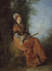 La Rêveuse - Jean-Antoine Watteau — inramlat konstverk på väggen