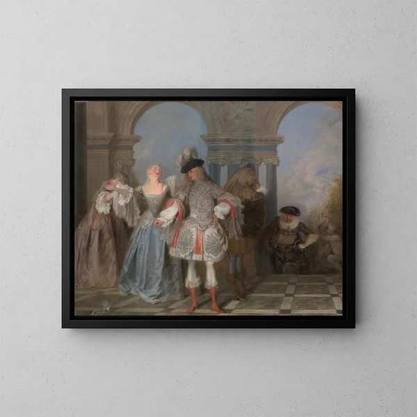 Les Comédiens français - Jean-Antoine Watteau — inramlat konstverk på väggen