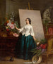 blomstermålare vid staffli - Jean - Baptiste Antoine Émile Branger — vy av konstverket