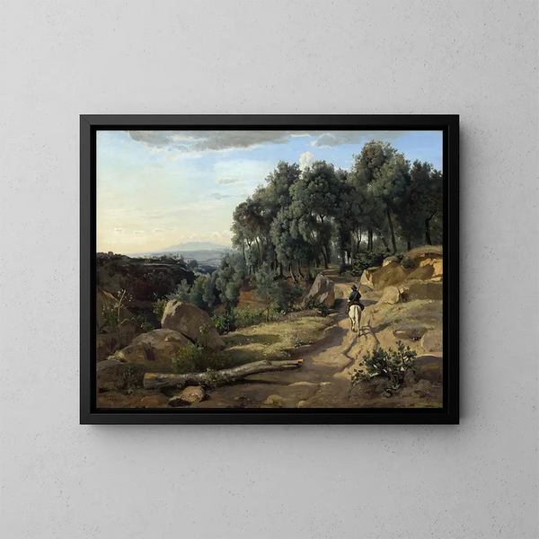 ett landskap nära Volterra - Jean-Baptiste-Camille Corot — inramlat konstverk på väggen