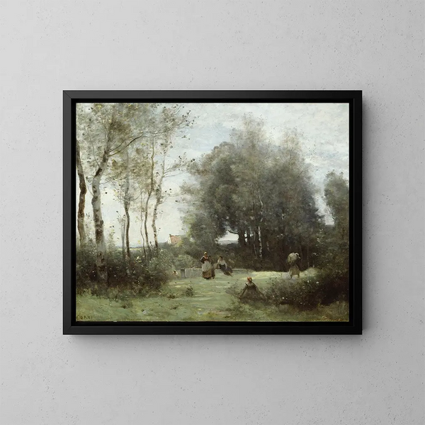 Le Pont des rendez-vous - Jean-Baptiste-Camille Corot — inramlat konstverk på väggen