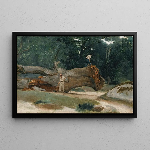 Bûcherons - Jean-Baptiste-Camille Corot — inramlat konstverk på väggen