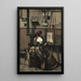 Atelier de Corot kvinna sittande framför en staffli med en mandolin i handen - Jean-Baptiste-Camille Corot — inramlat konstverk på väggen