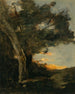 solnedgång med en lejoninna - Jean-Baptiste-Camille Corot — vy av konstverket