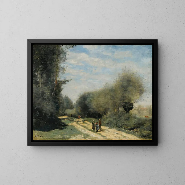 vägen i landsbygden vid Crcy-en-Brie - Jean-Baptiste-Camille Corot — inramlat konstverk på väggen