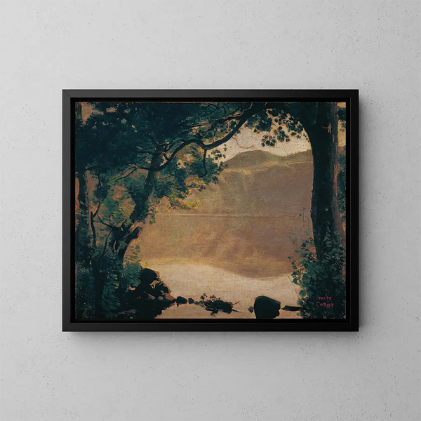 Le lac de Nemi - Jean-Baptiste-Camille Corot — inramlat konstverk på väggen